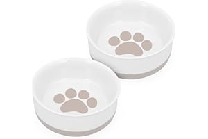 Navaris Comedero y Bebedero para Mascotas - 2X Cuenco Antideslizante de Porcelana para Agua Comida para Perros Gatos Conejos - Apto para lavavajillas