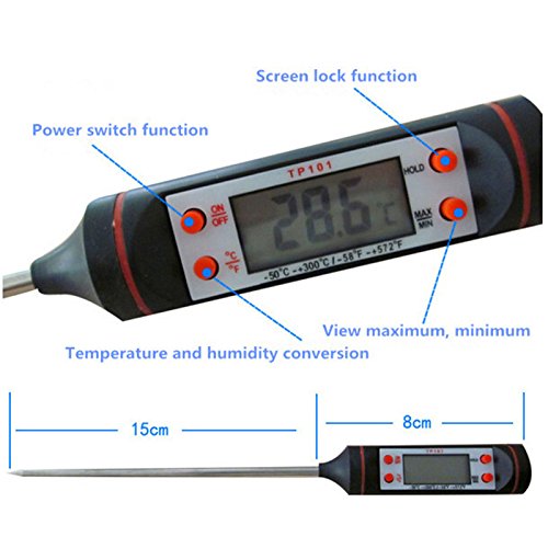 Digital-Thermometer mit LCD Display und Sonde Edelstahl Lange für Messen Temperatur Netzteil Unterstützung Automatische Abschaltung - 7