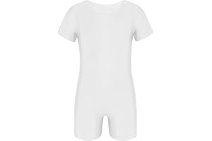 ranrann Enfant Garçon Justaucorps Gymnastique Manches Courtes Combinaison Danse Classique Body Sport Yoga Unitard Dancewear 4-14 Ans Couleur Unie