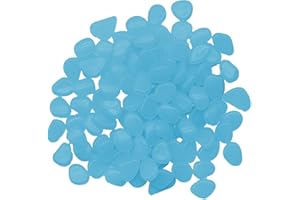 HAJTECH Blue Glowing Pebbles Decorative Glow Stones - for Outdoor Garden Fish Tank - Reusable Path for Garden - Luminous Stone (100)
