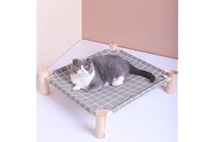 croselyu Katzenholz Hängematte Haustier Katzenstreu Vier Ecken Massivholz Hängematte Katzenbett abnehmbar und waschbar Katzenbett Katzenzubehör Katzenhängematte (grau)