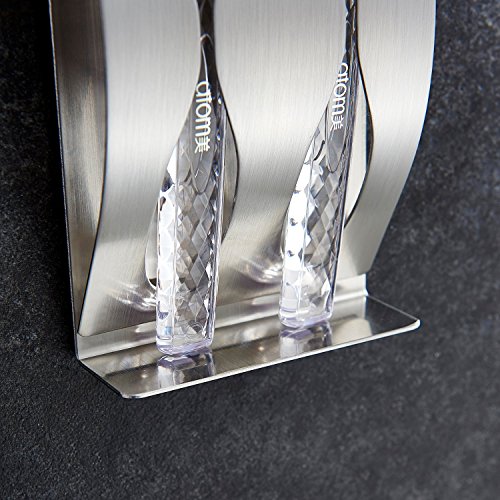 Zahnbürstenhalter, toothbrush holder, Edelstahl, Wand befestigter, Haltbar Badzubehör, 3M Klebstoff zur Wandmontage, 2 Löcher - 2