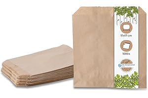 BIOZOYG Sacs plats marrons I Sacs à snack en papier 17,5 x 17,5 cm I Papier recyclé 100% biodégradables I Sacs à snack écrus I Sacs plats à snack 1000 pièces