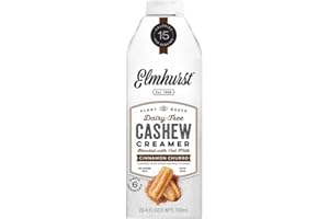 Elmhurst 1925 Cinnamon Churro Cashew Creamer – Vegane Kaffeesahne mit Zimtnote – Cremig und vielseitig – Perfekt für Kaffee, Tee, Desserts und mehr – 750 ml