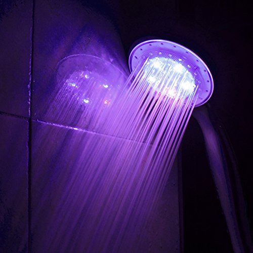 Crazyfire Duschkopf, bunte automatische Farbwechsel-RGB-LEDs, Rund, 7 Farben, Handbrause - 8