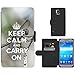 Produktbild PU Leder Wallet Case Folio Schutzhülle // Q01013406 keep calm and carry on 621 // Samsung Galaxy S5 S V SV i9600 (Not Fits S5 ACTIVE)