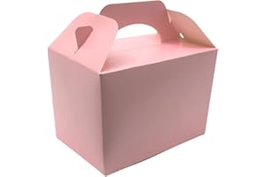 Lotus 20 Pack Children/Kids Plain Coloured Party Boxes Carry Food Meal Fun Picnic Birthday Wedding Favour/Baby Shower Party Halloween Trick or Treat Box Loot Bag (Baby Pink)