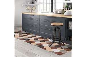 CREARREDA Tapis de Cuisine antidérapant Mixed Wood 50x120 Tapis de Protection de Sol en Vinyle 100% fabriqué en Italie, avec Encre Non Toxique, Ignifuge et résistant à l'eau
