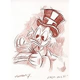 Original Rötelzeichnung auf Zeichenkarton: Dagobert Duck Scrooge / 24x32 cm