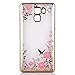 Produktbild Huawei Honor 7 Case CoverUposao für Huawei Honor 7 Hülle Bling Diamond Tyrant Gold Geheimer Garten Rosa Schmetterling Blumen Muster Soft TPU Case Silikon Bumper Backcover Schutz Etui Schale Tasche Schutzhülle Handyhülle