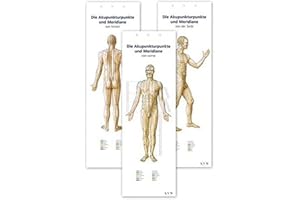 Akupunktur-Poster-Set: Darstellung sämtlicher Akupunkturpunkte von vorne/hinten/seitlich