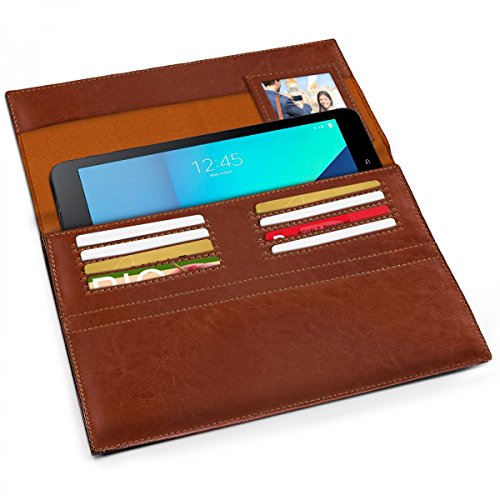 eFabrik Ledertasche für Samsung Galaxy Tab S3 Tasche Leder 9.68 Zoll Schutz Hülle Schutztasche Lederhülle Cover Sleeve Zubehör, Farbe:Braun - 4
