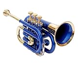 Tono Altura: B de Flat King Musicals BB Pitch bolsillos de trompeta con estuche y boquilla, Azul + latón de patrón de Nasir Ali