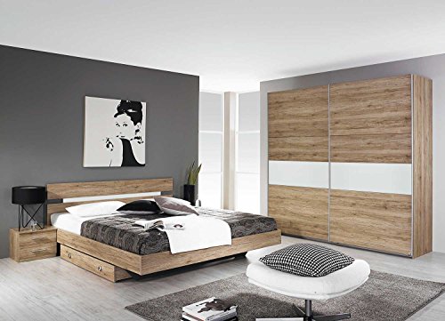 Preisvergleich Produktbild lifestyle4living Schlafzimmer, Schlafzimmermöbel, Set, komplett, Komplettset, Schlafzimmereinrichtung, komplettangebot, Einrichtung, 3-teilig, Bett, San Remo, Rauch
