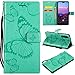 Produktbild Huawei P20 Pro Hülle, Conber Lederhülle Handyhülle mit [Kostenlose Schutzfolie], PU Tasche Leder Flip Case Cover Emboss 3D Schmetterling Schutzhülle für Huawei P20 Pro - Grün