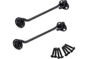 BuxiuGK 2 Stücke Sturmhaken 6 Zoll Kabinenhaken Edelstahl mit 8 Stücke Montage Schrauben für Türen Garagentor Fenster,Schwarz