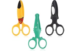 LEEQ 3 Stück Kinder Sicherheit Schere, Kinderschere Papierschere Bastelschere Vorschule Kita Kindergarten Schere Anfängerschere mit Kunststoffklinge, Ideal für Kinder ab 2 Jahren(Rosa/Blau/Grün)