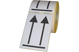 SIMHOA Versandetiketten "Doppelpfeil - hier oben" auf Rolle - 100 x 150 mm - 500 Stück - schwarz/weiß