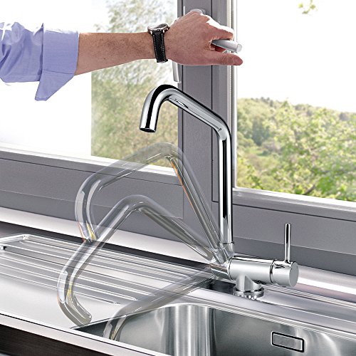 Homelody Chrom Vorfenster Küchenarmatur Wasserhahn Spültischarmatur Mischbatterie Armatur Wasserkran Spültischbatterie für Küchen