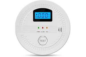 PLPLAAOO Détecteur de monoxyde de Carbone, détecteur de fumée avec Affichage numérique, capteur électrochimique Haute précision, Surveillance en Temps réel, Alarme sonore et Lumineuse pour