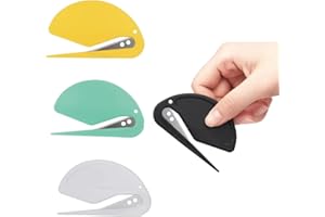 LICHUANUK 4 Stück Brieföffner,Folienschneider Effizient Mail Öffner Tool,mit Scharfen Kanten Kuvert Slitter für Umschlag, Paket, Papierschnitt (Schwarz,Grün,Gelb,weiß)