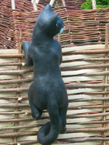 Figur Katze kletternd Höhe 65 cm Tierskulptur aus Kunstharz - 2