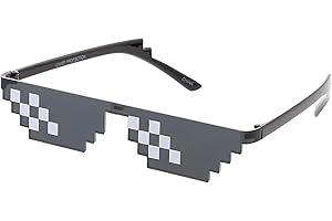 BOZILY Cool Funny Thug Life Glasses, Black Pixel Sunglasses Mosaic Sunglasses Rave Party Glasses Photo glasses Unisex Eyeglasses for Adults Kids