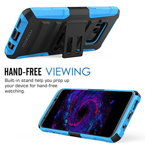 MoKo Samsung Galaxy S8 Plus Funda - Cuerpo de la Resistente Funda Giratoria con Clip de la Correa Resistente Choque de Doble Capa para Samsung Galaxy S8 Plus Smartphone  Azul