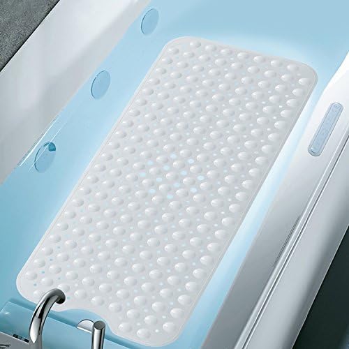 Norcho Extra Long Anti Slip Safety Bath Mat for Bathtub Bathroom with Suction Grip 40" x 16" L x W White