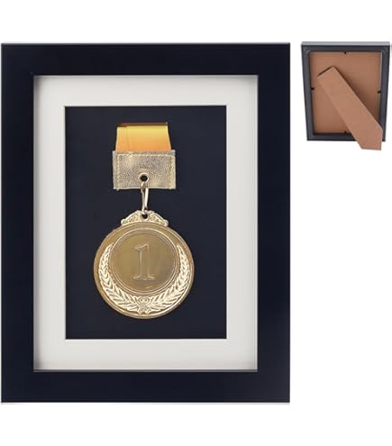 FINGERINSPIRE Medal Display Frame 15.2x20.3cm Light Khaki Wooden Medal Display Stand Photo Frame Display Stand Medal Holder Frame Medal Display Case Badge Box Frame For Medal Display Athletes