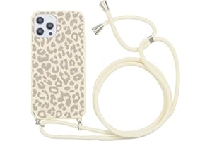 Yoedge Funda con Cuerda para OPPO A15 (4G) 6,52", Blanco TPU Silicona Mate Case con Lindo patrón Dibujos Animados con Colgante Ajustable Correa de Cordón Cárcasa para OPPO A15 4G, Leopardo