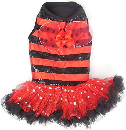 PAWPATU Ladybug Costume for Dogs, Small, Red/Black