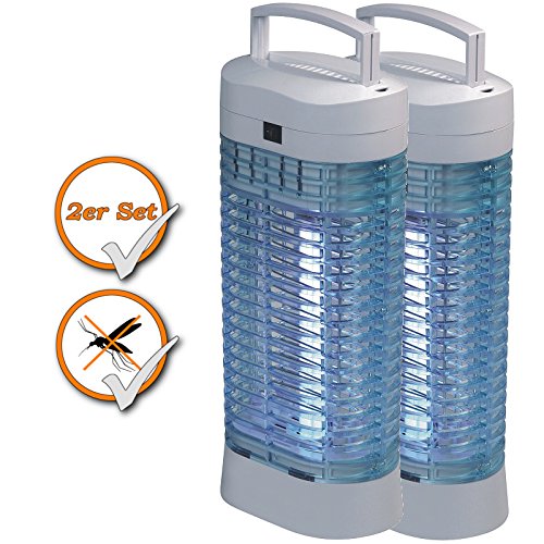 Preisvergleich Produktbild 2er Set Insektenvernichter ohne Chemie, tötet Mücken + Insekten, Hochspannung 2000V, geruchsneutral