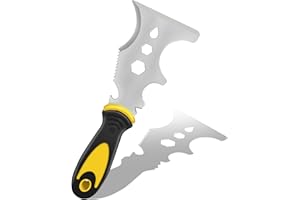 SZWLJ Outils bricolage multifonction 15-en-1 en acier inoxydable : couteau à enduire, retrait peinture, nettoyage, clé, etc. Pour entretien maison.
