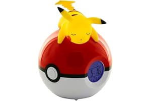 Teknofun - Licence Officiel Pokemon - Réveil Lumineux Pokémon - Pikachu Qui Dors Sur Une Pokéball - Jaune, Rouge et Blanc - Pour Enfants, Collectionneurs - À partir de 6 ans - 811354