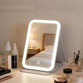 DUFFA LED Işıklı Katlanabilir Makyaj Aynası - 3 Renk Işık Modlu, Dokunmatik ve Ayarlanabilir Parlaklık (Kısılabilir) - Kılıfl