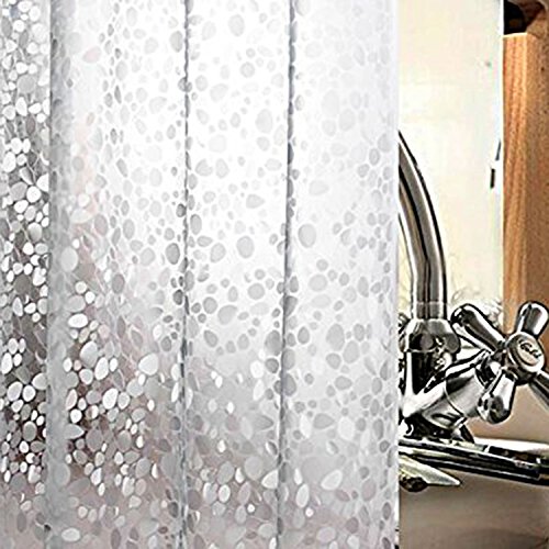 LIVEBOX Halbtransparenter PEVA-Duschvorhang, 182,9 x 182,9 cm, wasserdicht und schimmelfest, stylisches Muster, Crystal Stone, 72″W x 78″H - 4