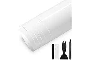 GRTHTATI 300cm x 30cm Covering Brillant de Voiture Autocollant Film Covering Adhésif Film de Protection pour Voiture, Moto, Vélo (Blanc, 30cm x 300cm)