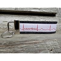 Schlüsselanhänger Schlüsselband schwarz grau Mein und Dein Herz schlägt! weiß rot Heartbeat !