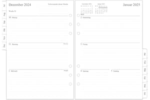 newestor 2024-2025 Wochenplaner Einlage A5, 1 Woche auf 2 Seiten mit Tabs, Jul 2024 - Jun 2025