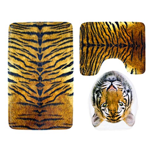 Kuncg-Tapis-de-Bain-Antidrapant-Ensemble-Tapis-Carr-Moderne-Imprim-Tigre-Tapis-de-Douche-Tapis-de-WC-Tapis-Contour