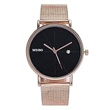 Armbanduhr Damen Ronamick Beiläufige Quarz Edelstahl neue Bügel analoge Armbanduhr Armband Uhr Uhren (A)