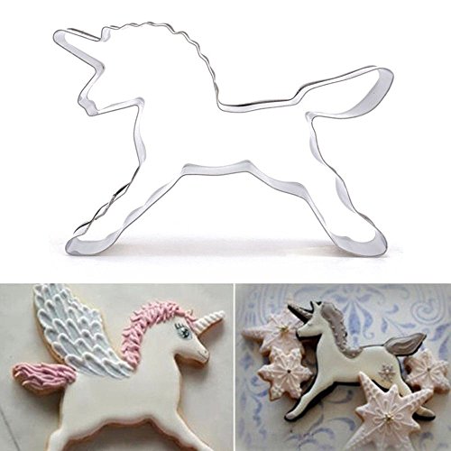 GOOTRADES 3 Stk Edelstahl Keks Cookies Ringe Cutter Mold Cake Dekorieren Biskuit Gebäck Backform, Einhorn/Giraffe/Schneemann/Eule (Einhorn) - 5