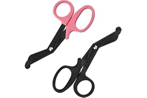 BLOOMEXCELLENT 2Pcs Stainless Steel Medical Bandage Scissors Durable EMT Trauma Scissors Plastic Handle Titanium Bandage Shears for Household Tuff Cut Bandage Scissor