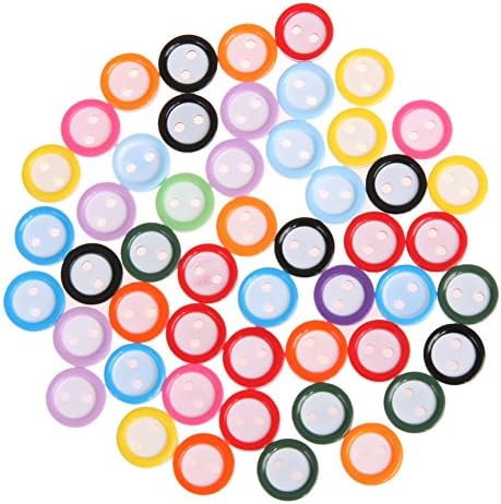 ReadiMax(TM) Round Plastic Buttons 50Pcs Candy Color 2 Holes Buttons for DIY Clothing Accessories Sewing Garment Supplies
