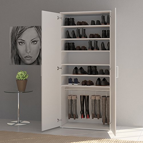 Schuhschrank TORGE 180 x 80 cm Weiß – Schuhregal Schrank Schuhständer Stiefelschrank Schuhablage - 3
