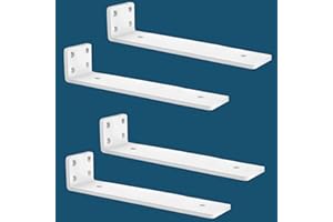 MLOQI 4 Piezas Escuadras para Estanterias, Soportes para Estantes, Escuadras Metalicas de L, Grueso de 5 mm con Tornillos Capacidad de Carga 50 kg (Blanca 30 cm)