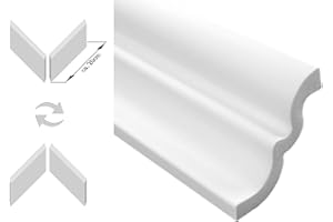 MARBET DESIGN 20 Meter + 4 Coins Moulures Rebords Décor de Stuc en Polystyrène Dur 62x62mm, E-21