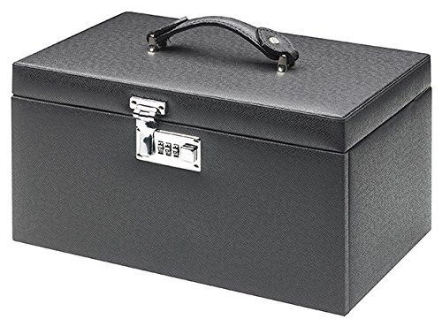 Großer Schmuckkoffer Deluxe mit Zahlenschloss und großem Spiegel schwarz 35 x 22 x 19 cm NEU - 3