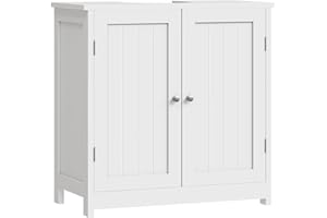 ‎WOLTU Woltu szafka pod umywalkę, szafka łazienkowa z 2 drzwiami, szafka łazienkowa z drewna, 60 x 60 x 30 cm, kolor biały